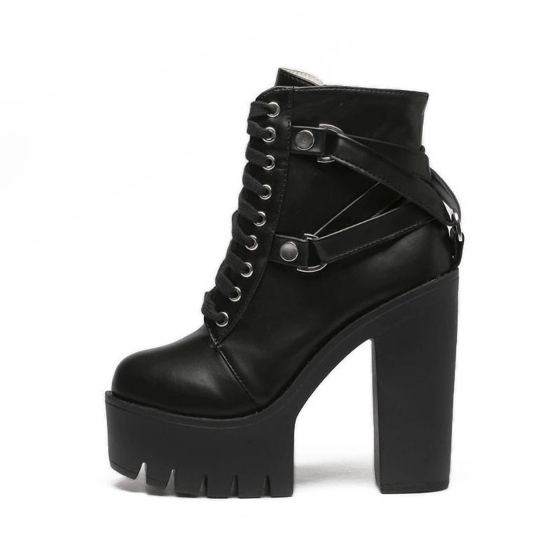 Platform Boots Black Gothic Boots Lace up Goth Shoes Women