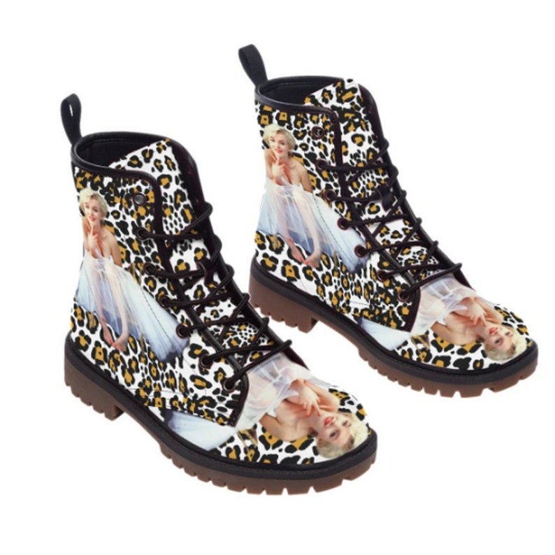 Marilyn Monroe Leopard Style UNISEX Vegan Leather Boots