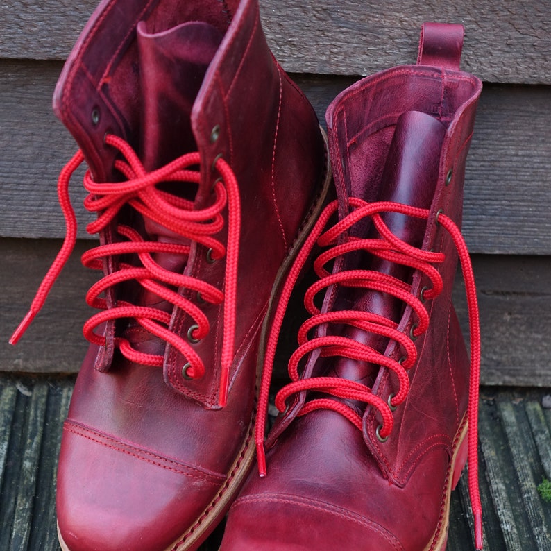 Handmade Leather American Worker Ranger Red Boots Military