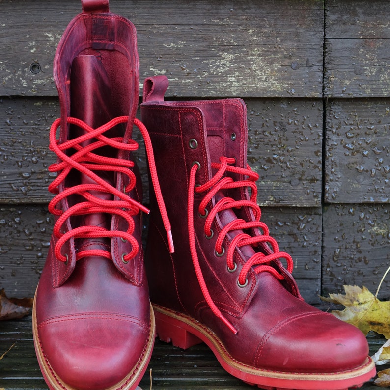 Handmade Leather American Worker Ranger Red Boots Military