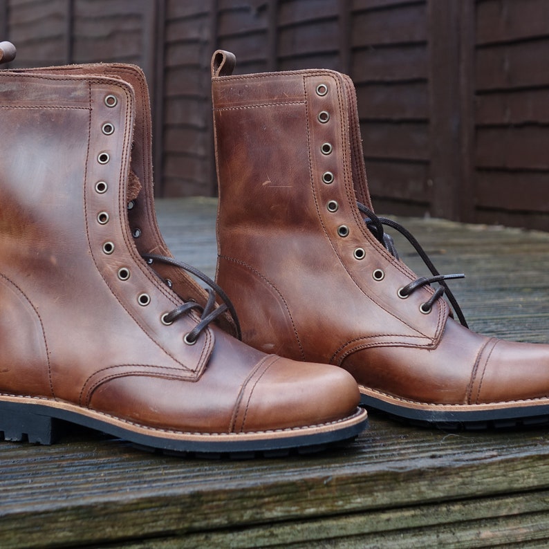 Handmade Leather American Worker Ranger Red Boots Military