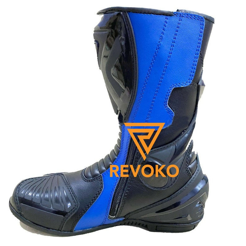 New Yamaha Blue Black Motorbike Racing Shoes Leather