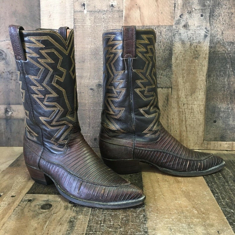 Justin Vtg White Label Algonquin Cowboy Boots Mens 8 D