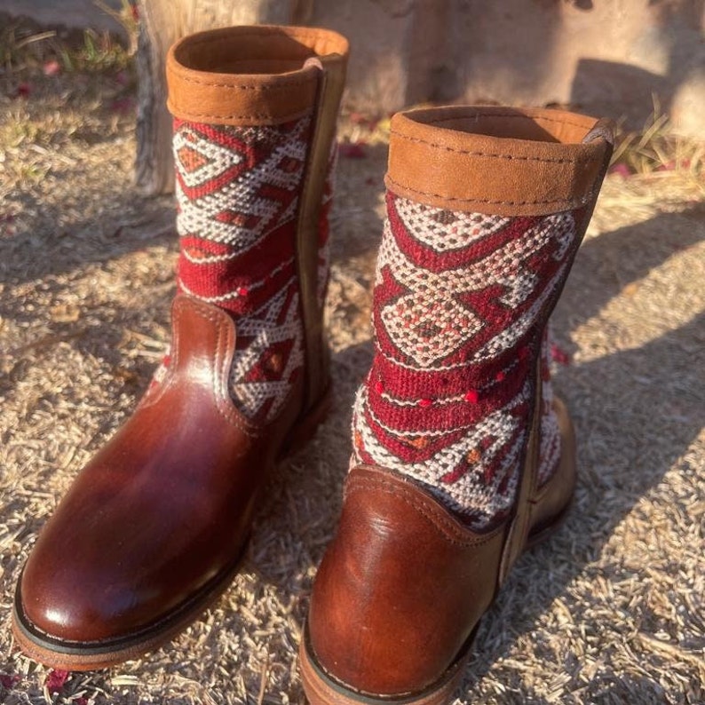 Handmade Leather Boots Women Boots With Vintage Moroccan