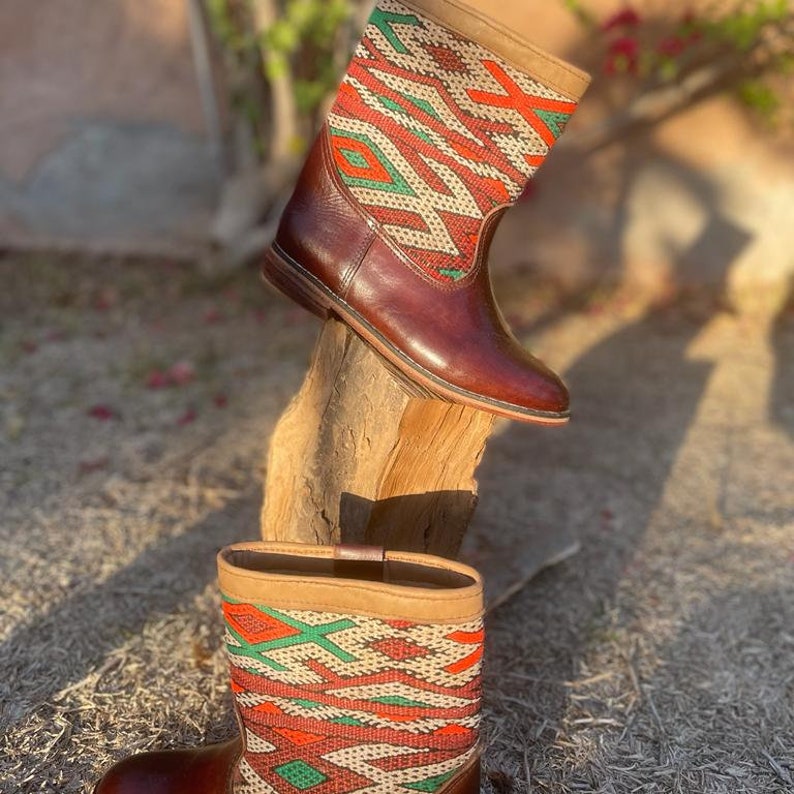 Handmade Leather Boots Women Boots With Vintage Moroccan