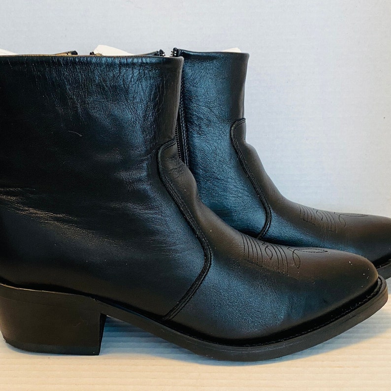 DURANGO Men's Black Leather R Toe Side Zip Western Boots