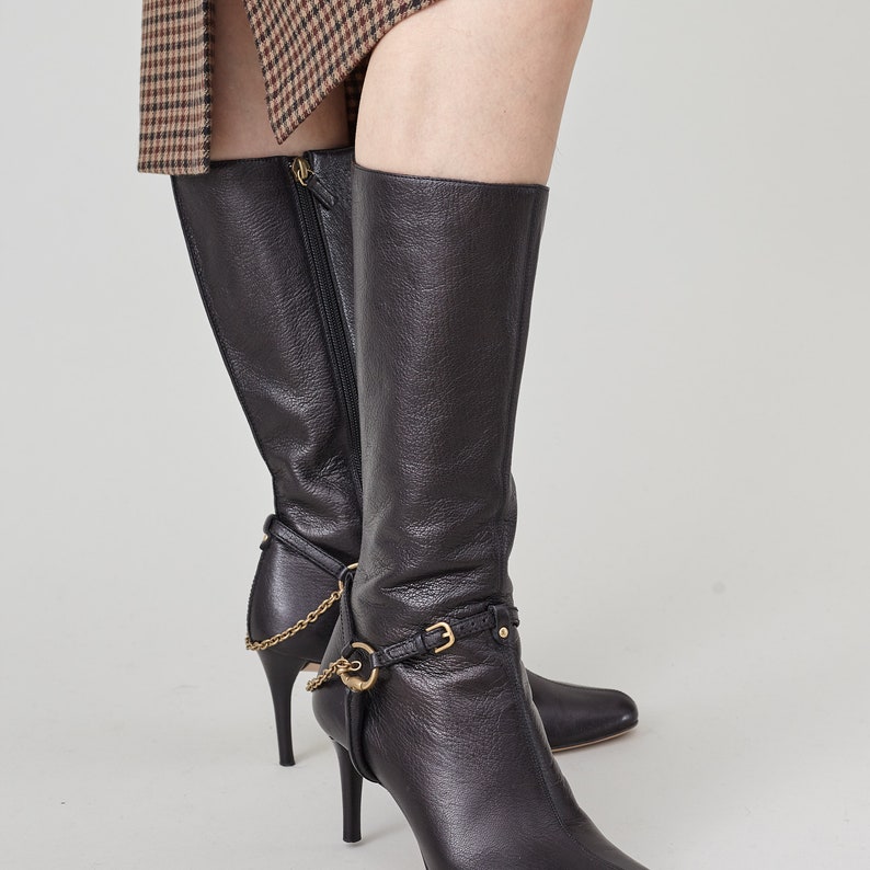 Vintage Gucci Black Leather Boots Size US6.5 EU36.5 FTV1811
