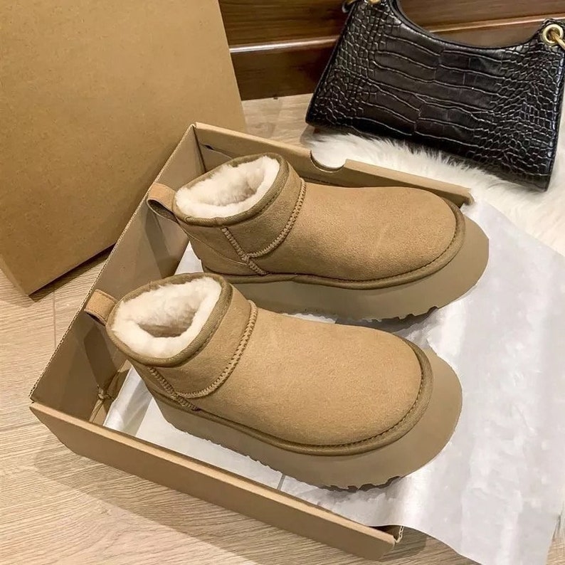 VEGAN PLATFORM BOOTS Adults Mini Snow Designer Ankle Slippers