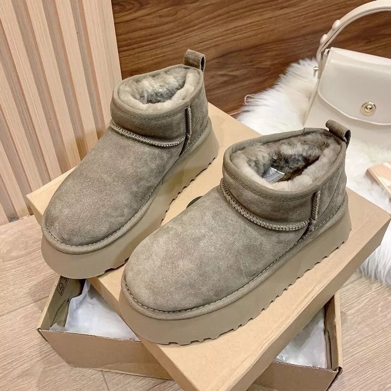 VEGAN PLATFORM BOOTS Adults Mini Snow Designer Ankle Slippers