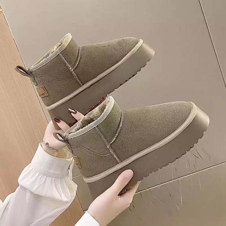 VEGAN PLATFORM BOOTS Adults Mini Snow Designer Ankle Slippers