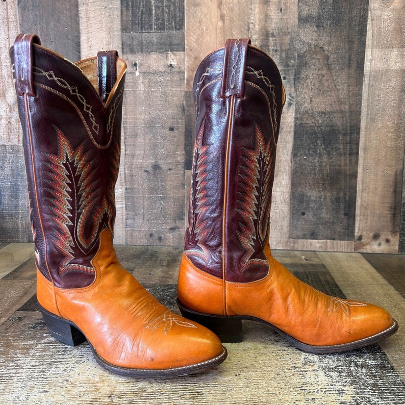 Tony Lama Vtg Cowboy Boots Mens 8.5 D