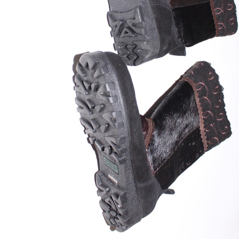KHOMBU Snow Boots Calf-hair & Suede Wool Trim Faux Fur Lining