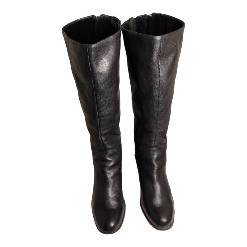 Y2k Vintage Black Leather Knee High Boots by Born Size