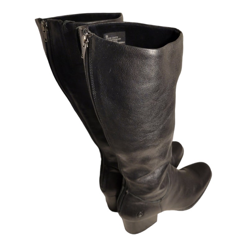 Y2k Vintage Black Leather Knee High Boots by Born Size