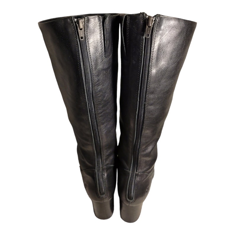 Y2k Vintage Black Leather Knee High Boots by Born Size