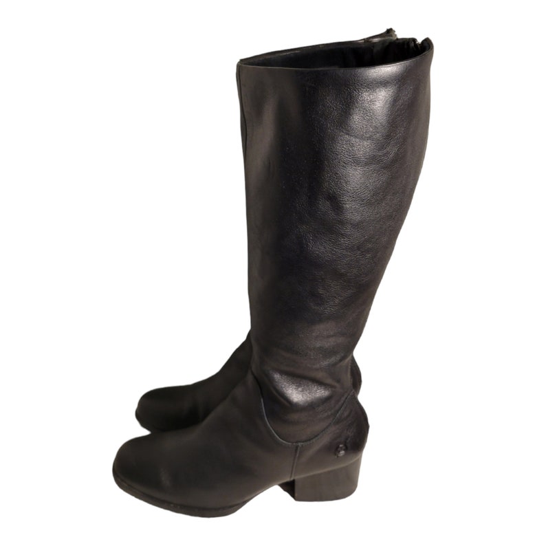 Y2k Vintage Black Leather Knee High Boots by Born Size