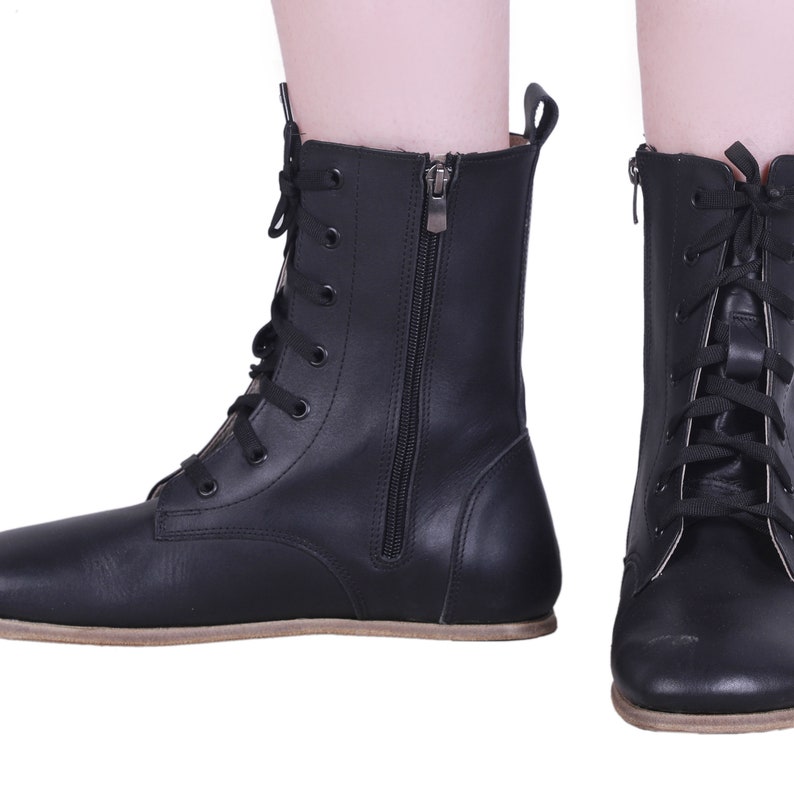 WOMEN Boots WIDE Zero Drop Barefoot BLACK Sooth Leather