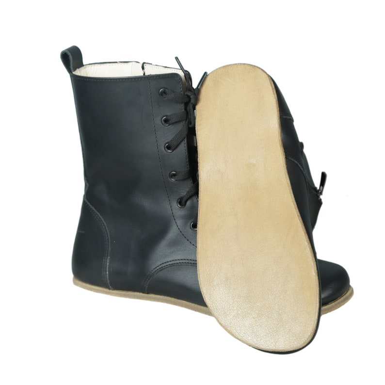 WOMEN Boots WIDE Zero Drop Barefoot BLACK Sooth Leather