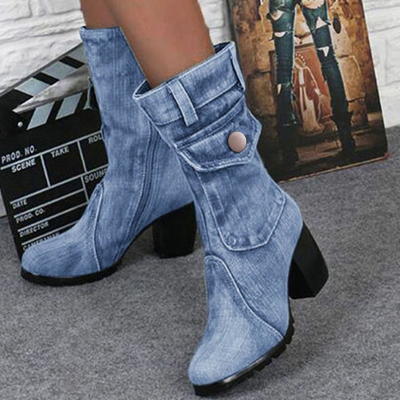 Blue Jeans Boots Women's Mid-rise Boots Rome Slip-on