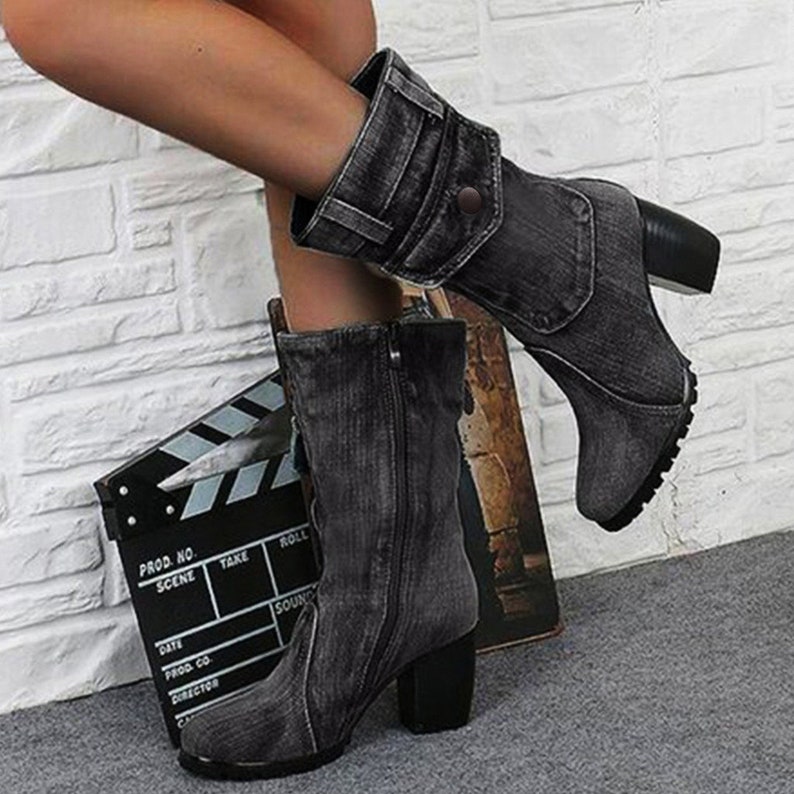 Blue Jeans Boots Women's Mid-rise Boots Rome Slip-on