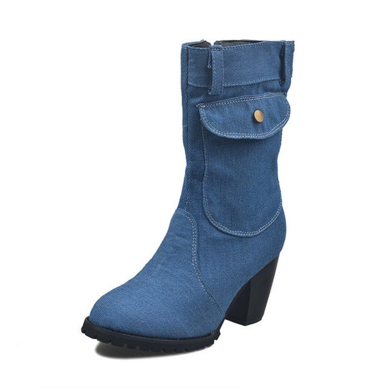 Blue Jeans Boots Women's Mid-rise Boots Rome Slip-on