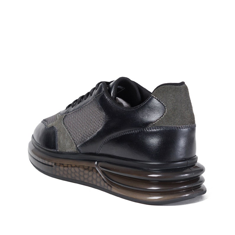 Bagas Charcoal Gray Men's Gray Leather Sneakers Made to