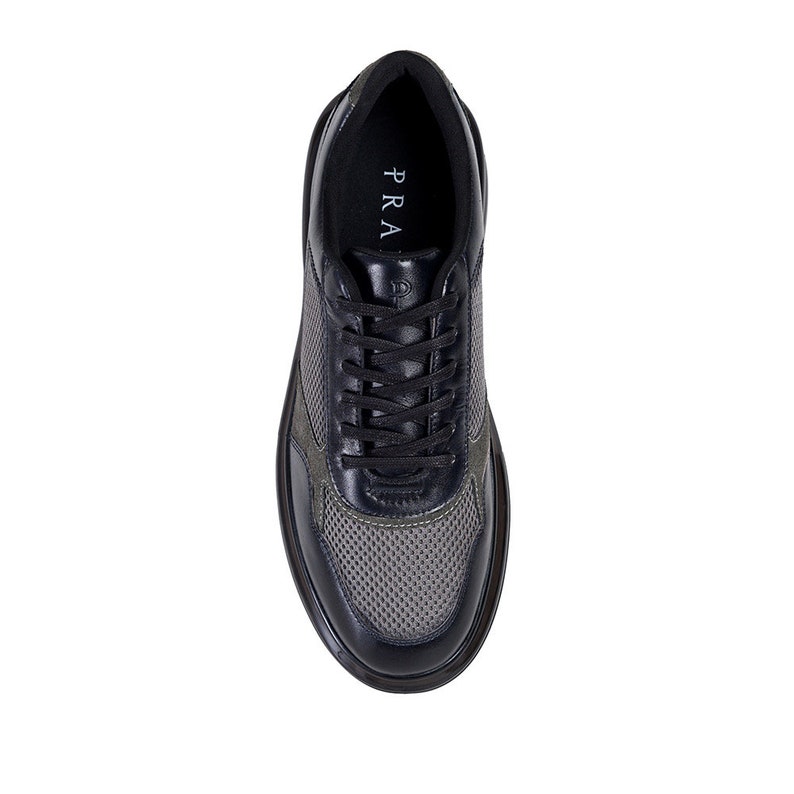Bagas Charcoal Gray Men's Gray Leather Sneakers Made to