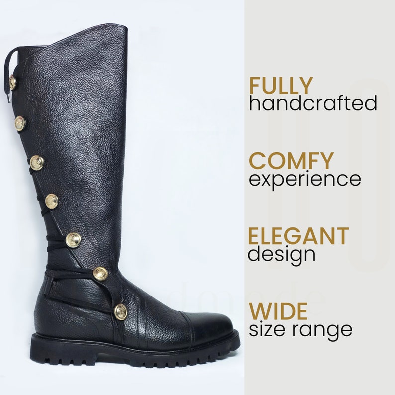 Leather Renaissance Boots for Men Comfortable Men Cosplay