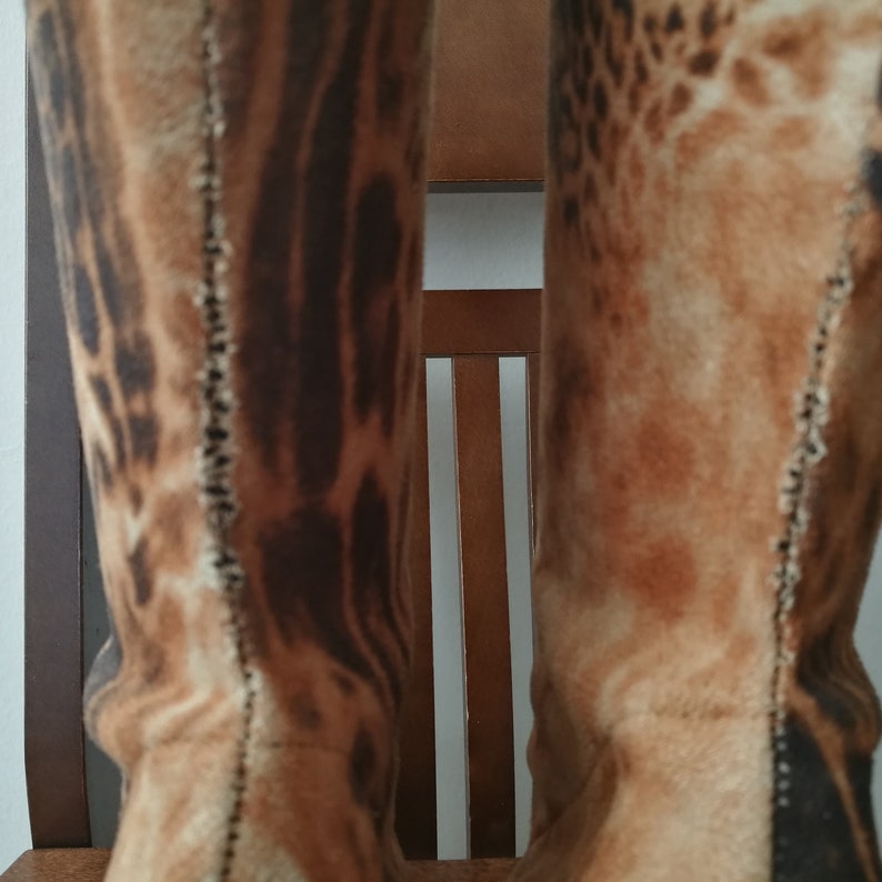 Fun Italian Stretch Animal Print Heel Boots. Size EU 39 1/2.