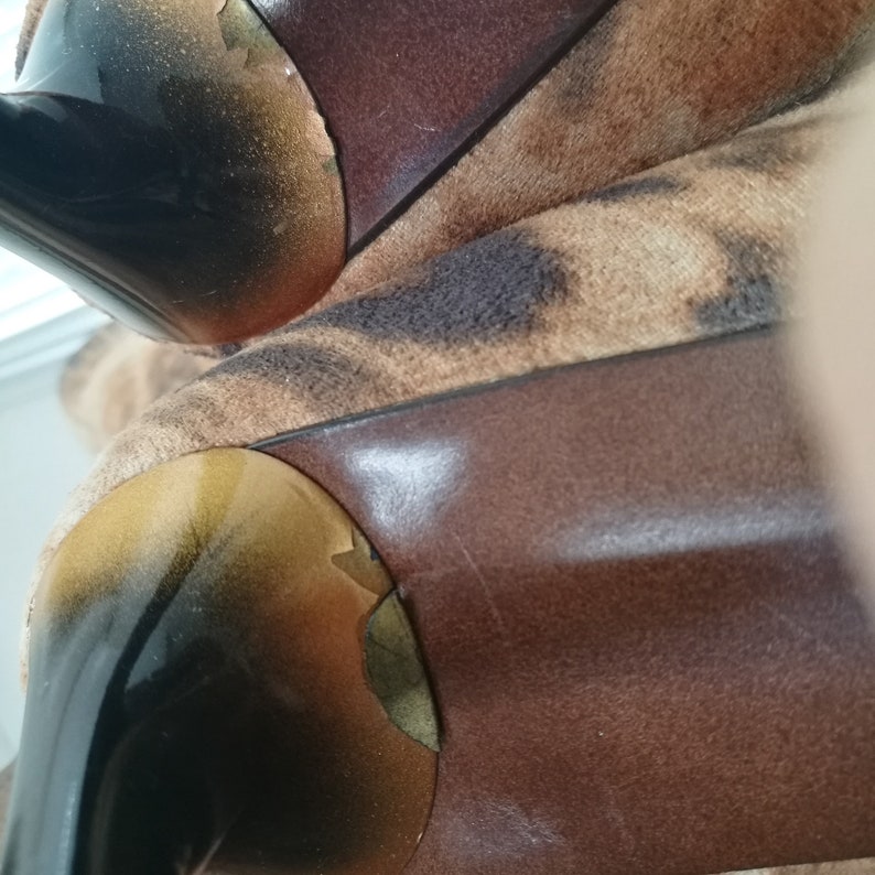 Fun Italian Stretch Animal Print Heel Boots. Size EU 39 1/2.