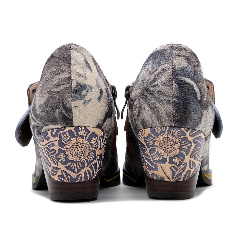 Chunky Heel Ankle Boots Women Leather Bootsvintage Women