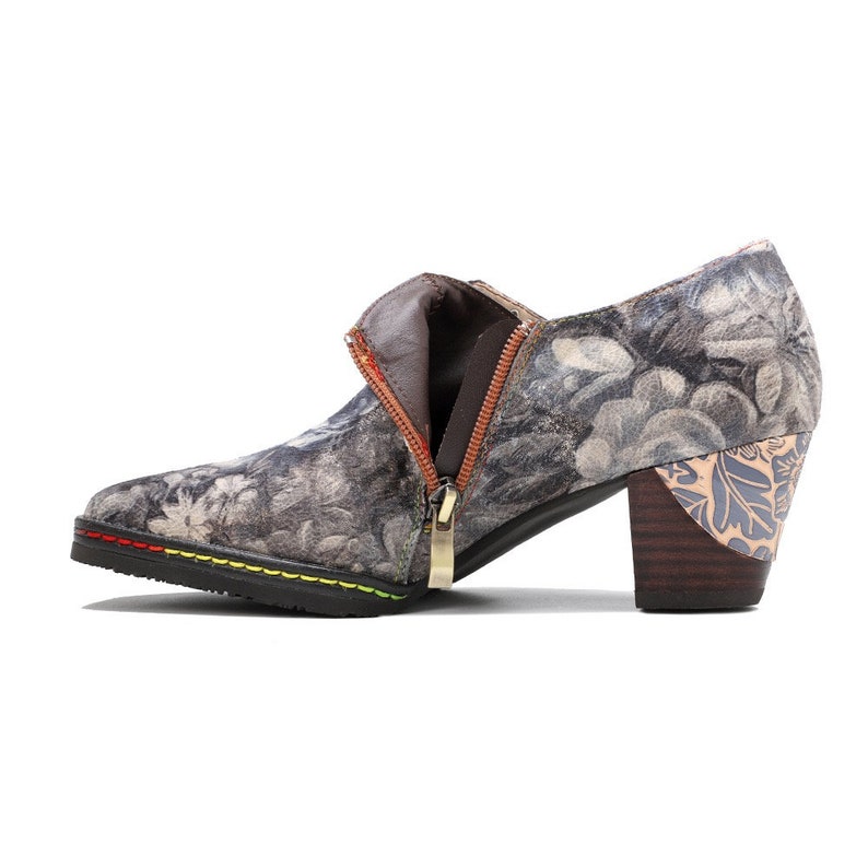 Chunky Heel Ankle Boots Women Leather Bootsvintage Women