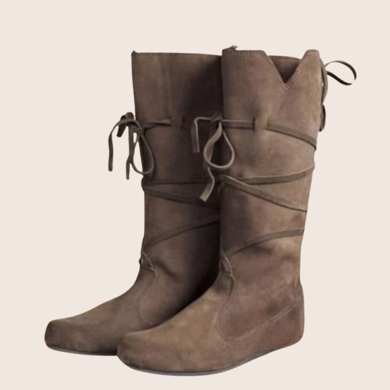 Medieval Long Boots Renaissance Pirate Boots Larp Shoes PU