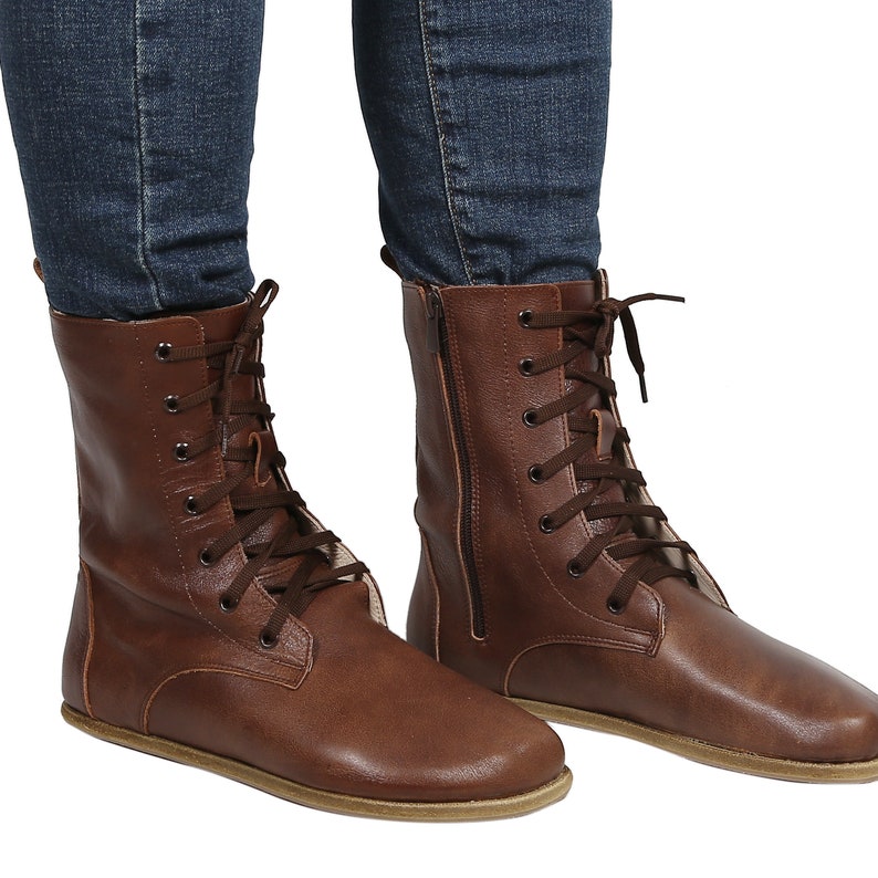 MEN Boots WIDE Zero Drop Barefoot DARK Brown Sooth Leather