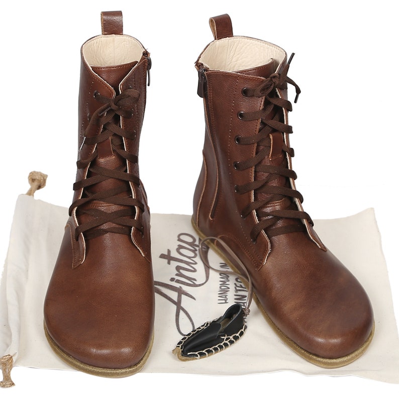 MEN Boots WIDE Zero Drop Barefoot DARK Brown Sooth Leather
