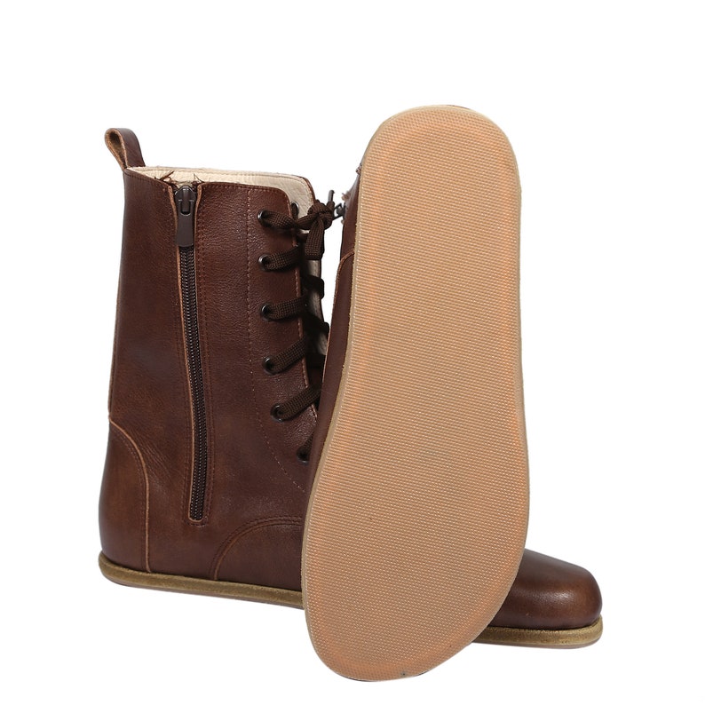 MEN Boots WIDE Zero Drop Barefoot DARK Brown Sooth Leather
