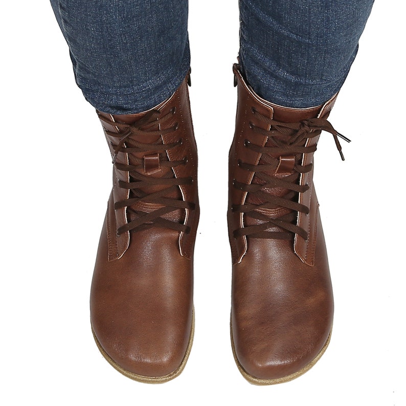 MEN Boots WIDE Zero Drop Barefoot DARK Brown Sooth Leather