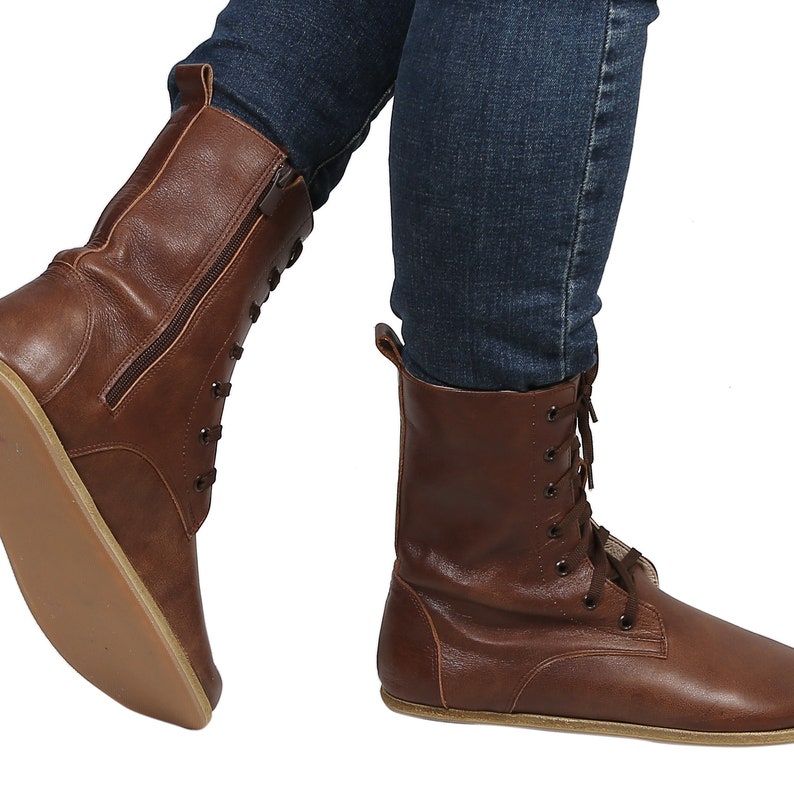 MEN Boots WIDE Zero Drop Barefoot DARK Brown Sooth Leather