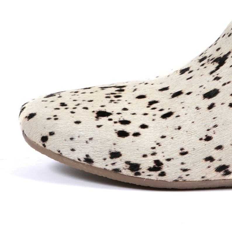 Hairon Leather Chelsea Print Slip on Ankle Flat Boots Stormy