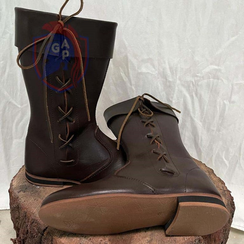 Medieval Leather Boot Re-enactment Shoes Medieval Boots US