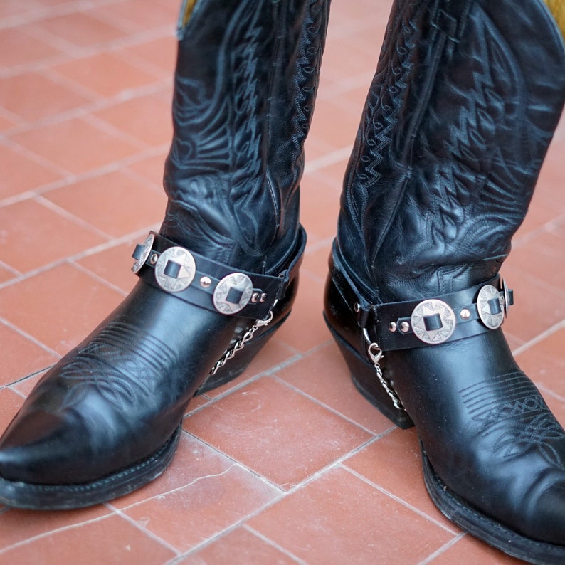 Concho Boot Straps Cowboy Boots Harness Leather Bootstraps