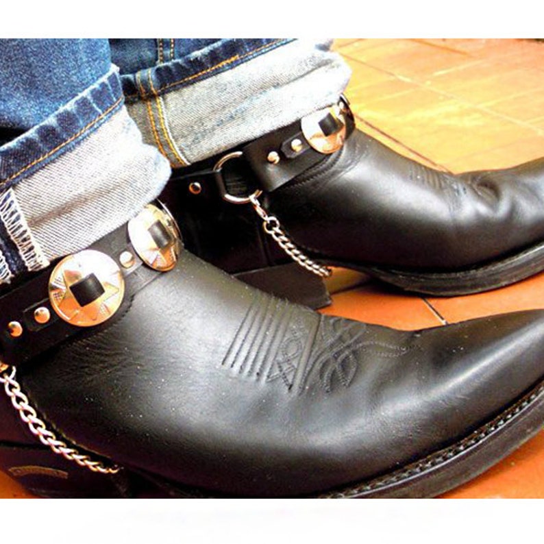 Concho Boot Straps Cowboy Boots Harness Leather Bootstraps