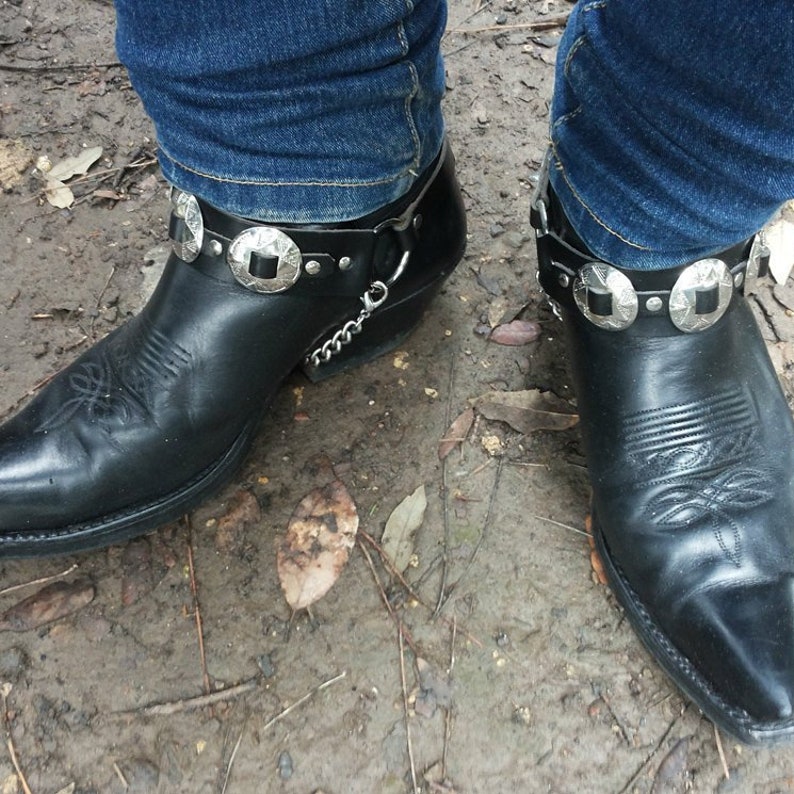 Concho Boot Straps Cowboy Boots Harness Leather Bootstraps