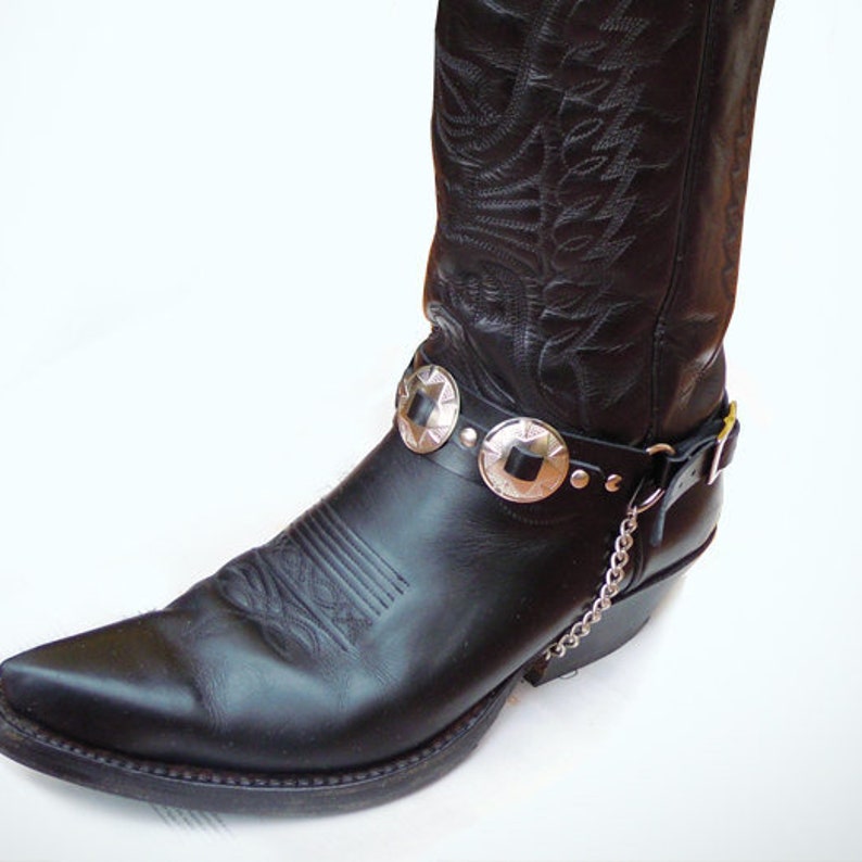 Concho Boot Straps Cowboy Boots Harness Leather Bootstraps