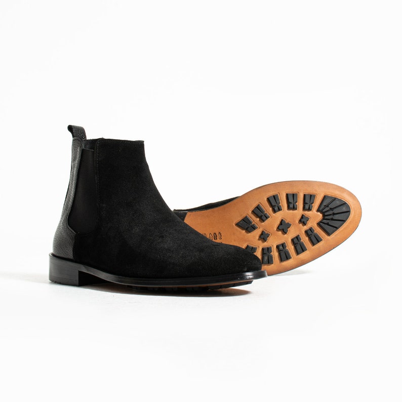 Black Chelsea Men Boots Suede Leather Boots Men Classic