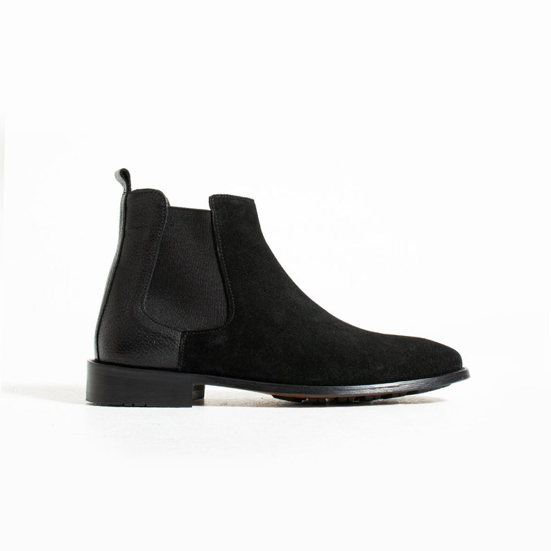 Black Chelsea Men Boots Suede Leather Boots Men Classic