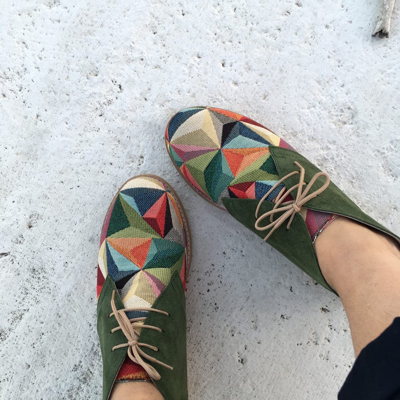 Leather Ankle Boots With Fabric Booties green Boots Winter