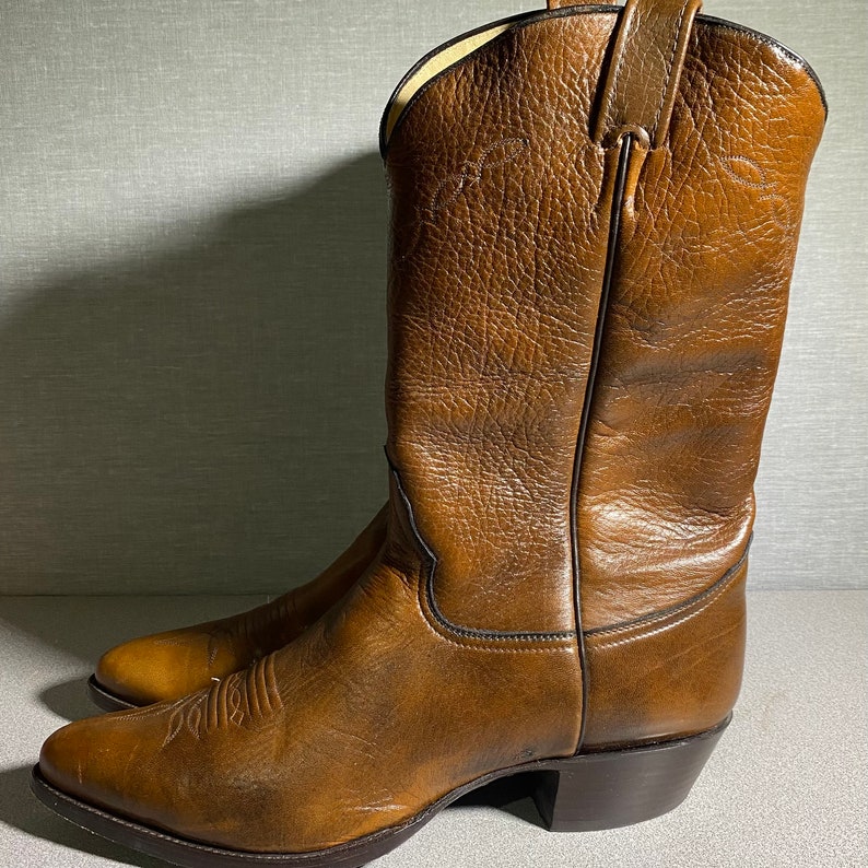Larry Mahan Brown Elk Leather Western Boots Men's Size 13