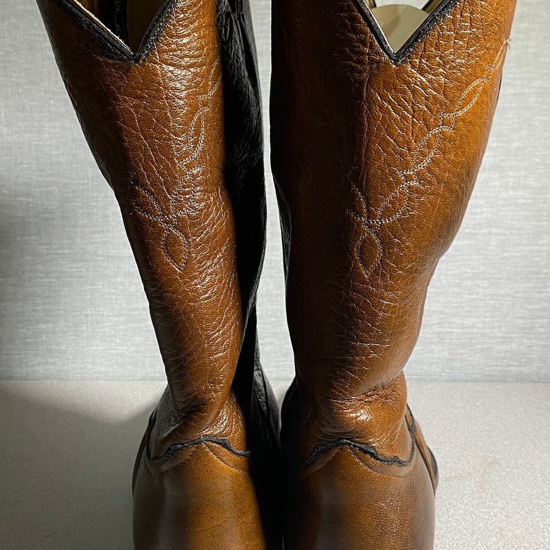 Larry Mahan Brown Elk Leather Western Boots Men's Size 13