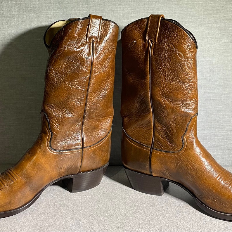 Larry Mahan Brown Elk Leather Western Boots Men's Size 13